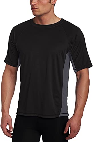 Kanu Surf Herren Short Sleeve UPF 50 Swim Sun (Regular & Extended Sizes) Rash-Guard-Shirt, Schwarz/Dunkelgrau, L von Kanu Surf