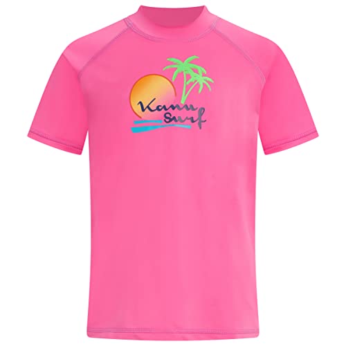 Kanu Surf Mädchen Jade for UPF 50+ Sun Protection Short Sleeve Girls' Swim Rash-Guard-Shirt, Sunset Neon Pink, 10 von Kanu Surf