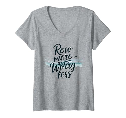 Damen Kanu Zubehör Row More Ruderer Geschenk Paddeln Wassersport T-Shirt mit V-Ausschnitt Damen Kanu Zubehör Row More Ruderer Geschenk Paddeln Wassersport T-Shirt mit V-Ausschnitt von Kanu Zubehör Kanu Fahren Ruder Motiv Paddel