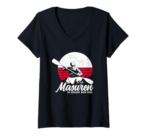 Damen Kanu Gadgets Paddeln Wasserwandern Kanutouren In Masuren T-Shirt mit V-Ausschnitt Damen Kanu Gadgets Paddeln Wasserwandern Kanutouren In Masuren T-Shirt mit V-Ausschnitt von Kanutouren In Masuren und Kanu Gadgets