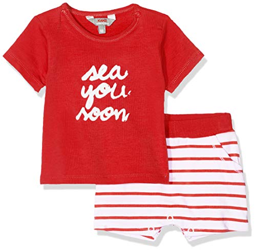 Kanz Unisex Baby Set 2tlg. (T-Shirt 1/4 Arm + Shorts) Bekleidungsset, Rot (Flame Scarlet|Red 2550), 62 von Kanz