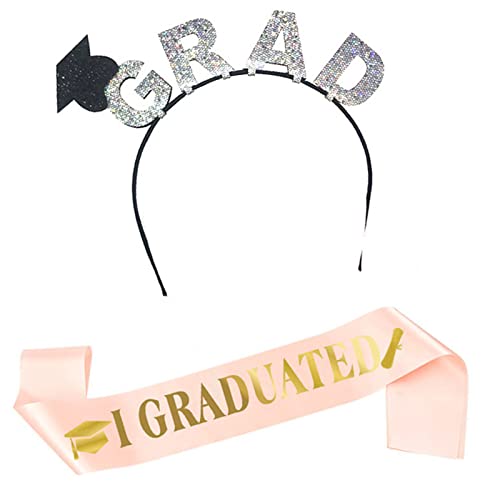 2023 Haarband mit Schultergurt, für Abschlussfeier, Hut, Stirnbänder, Karneval, Zeremonie, Schultergurt, Abschlussfeier, Zeremonie, Schultergurte für Studenten, 2 Stück von Kaohxzklcn