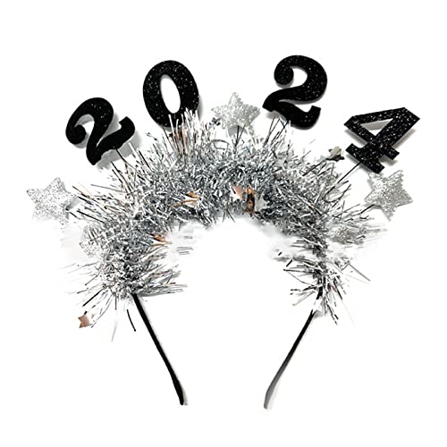 2024 Neujahrs-Stirnband, Lametta-Haarbänder, Kopfschmuck, Diadem, Haar-Accessoire, Partygeschenk für Konzert, Party, Gastgeschenk für Frauen, Festival, 2024, Happy New Year Stirnband von Kaohxzklcn