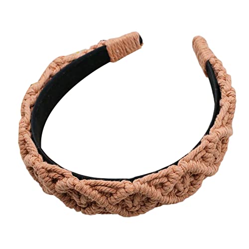 Böhmisches geflochtenes Stirnband, breites Haarband, Haarreifen, handgewebte Baumwolle, geflochtene Kopfbedeckung für Frauen, Slip, Bohemian-Turban, Bohemian-Zopf-Stirnband von Kaohxzklcn