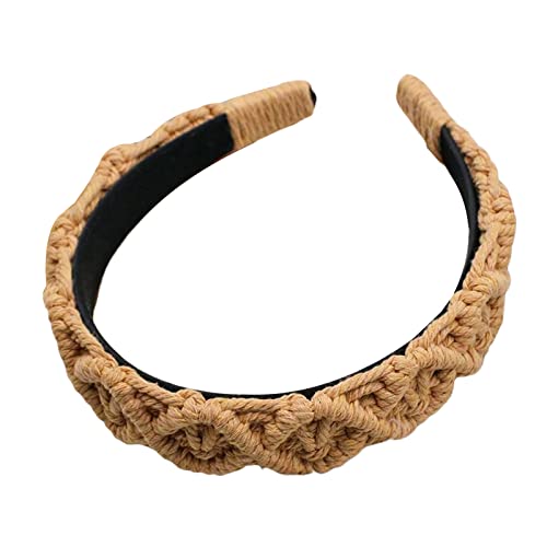 Böhmisches geflochtenes Stirnband, breites Haarband, Haarreifen, handgewebte Baumwolle, geflochtene Kopfbedeckung für Frauen, Slip, Bohemian-Turban, Bohemian-Zopf-Stirnband von Kaohxzklcn