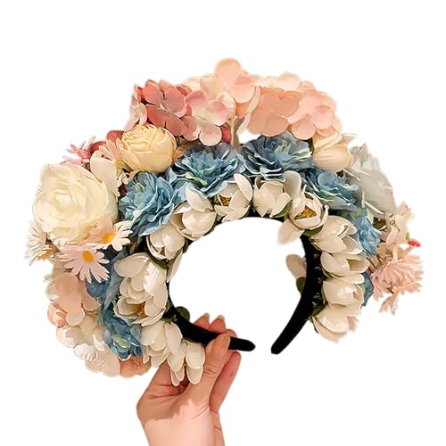 Doppelseitiges Blumen-Stirnband, Mexika-Rose, Blumen-Haarband, modisch, für Damen, Braut, Haarschmuck, Sommer, Strand, Brautjungfern, Haar-Accessoire von Kaohxzklcn