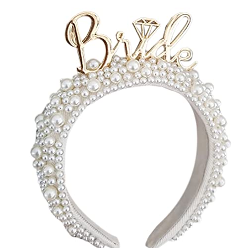 Elegantes Haarreif mit vollen Perlen, Prinzessinnen-Haarschmuck, Festzug, Abschlussball, Party, Hochzeit, Schleier, Brautschmuck, kurzer Tüll, Braut-Kopfschmuck für Hochzeit von Kaohxzklcn