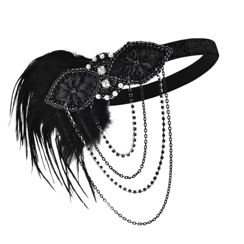 Fascinator mit Federn, 1920er-Jahre-Kopfschmuck für besondere Anlässe, Hochzeiten, Vintage-Kopfbedeckung, Hut, Blume, Netzband, Federn auf Stirnband von Kaohxzklcn