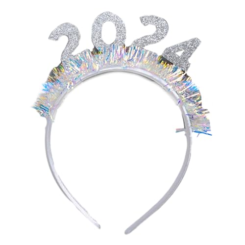 Glitzernder Lametta-Pailletten-Buchstaben-Haarreif 2024, Neujahrs-Haarband, Weihnachten, Cosplay, Party, Stirnband für Teenager, Frauen, Happy New Year Stirnband 2024, Neujahrs-Stirnbänder für Damen, von Kaohxzklcn