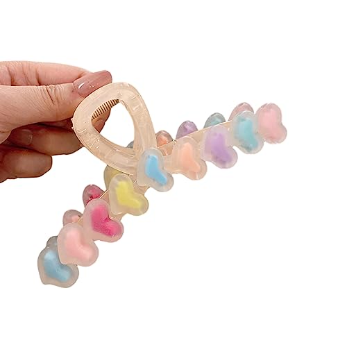 Haarklammer für Damen, Bananen-Clip, Kieferklemme, Liebesherz, Haarspangen, weibliche Haardekoration, Schmuck, Kopfschmuck, Zubehör, Acryl-Haarspange von Kaohxzklcn