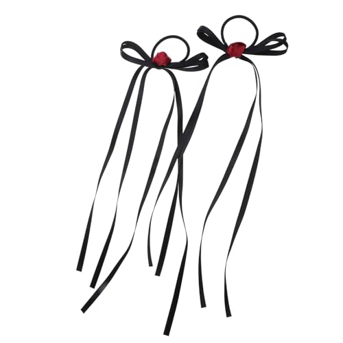 Haarnadel mit Rosenblüten für Damen, elegantes Band, Schleife, elastisches Haarband, langes Seil, Haarspange, Hochzeit, Party, Geschenke, Rosen-Haarband, einzigartiges Party-Haar-Accessoire, 2 Stück von Kaohxzklcn