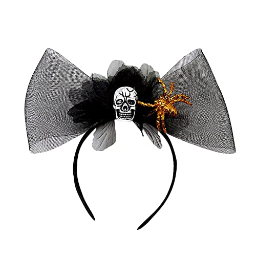 Halloween-Party-Garnschleife, Haarreif mit Spinnen und Totenkopf-Dekoren, Damen-Make-up-Stirnband für Mädchen, Cosplay, Haarband, Halloween-Stirnband von Kaohxzklcn