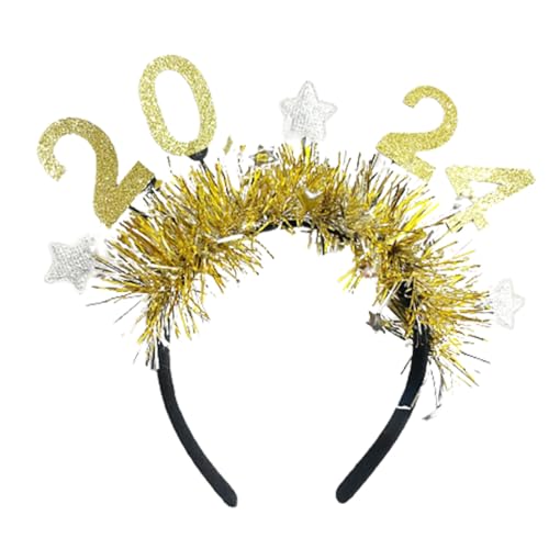 Kaohxzklcn 2024 Silvester Party Stirnband für Erwachsene Kinder Glitzer Stern Hairhoop Weihnachten Party Neujahr Festival Dekoration Neujahr Stirnband Leichtes Stirnband von Kaohxzklcn