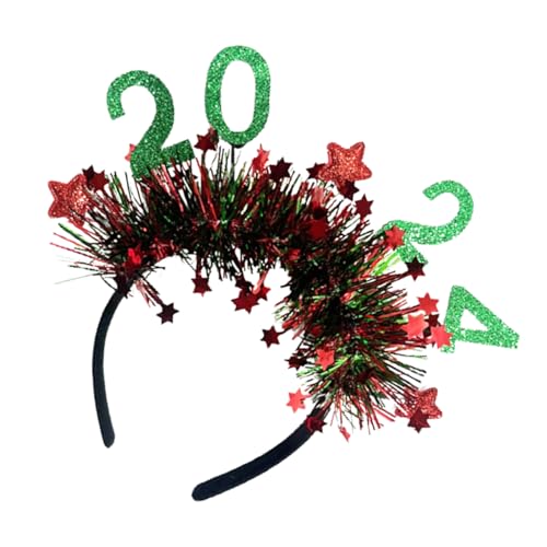 Kaohxzklcn 2024 Silvester Party Stirnband für Erwachsene Kinder Glitzer Stern Hairhoop Weihnachten Party Neujahr Festival Dekoration Neujahr Stirnband Leichtes Stirnband von Kaohxzklcn