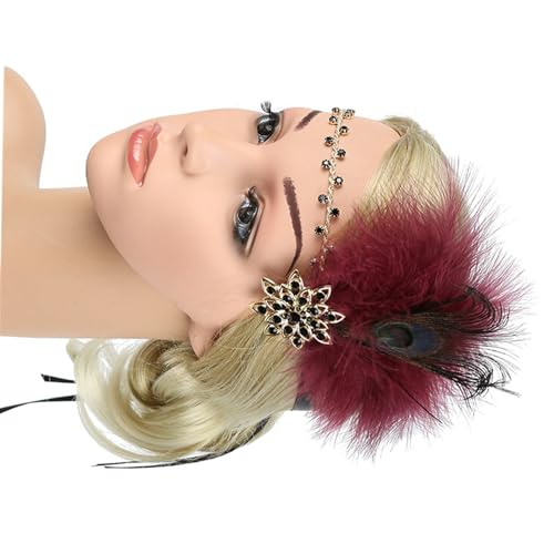 Kaohxzklcn Vintage 1920er Jahre Flapper Stirnband GatsbyParty Kostüm Zubehör für Damen Strass Kopfschmuck Maskerade Party Kopfschmuck Party Stirnband Elegante Haarschmuck von Kaohxzklcn