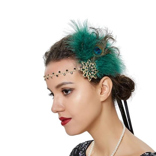 Kaohxzklcn Vintage 1920er Jahre Flapper Stirnband GatsbyParty Kostüm Zubehör für Damen Strass Kopfschmuck Maskerade Party Kopfschmuck Party Stirnband Elegante Haarschmuck von Kaohxzklcn