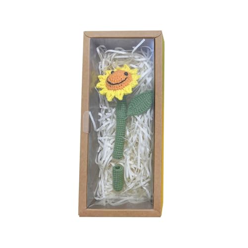 Künstlicher handgefertigter Blumen-Stifthalter, Überraschungsgeschenk, exquisites künstliches handgefertigtes Sonnenblumen-Häkelstiftehalter, Stifteetui, niedliche Stifttasche, kleine Stifttasche, von Kaohxzklcn