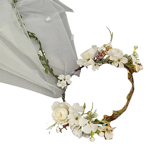 Langer Tüll und Blume, dünnes seitliches Stirnband, Hochzeit, Haarreif, Mode, Damen, Hochzeit, Party, Frisur, Fotografie, Kopfbedeckung, Brauttüll mit plissierter Schleife, Brauttüll, Hochzeit, Party, von Kaohxzklcn