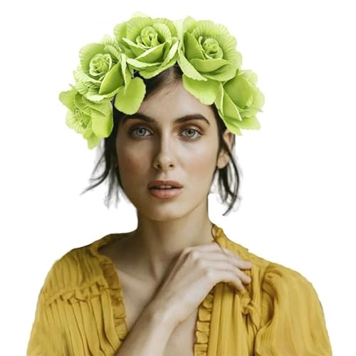 Realistisches Blumen-Stirnband, böhmischer Kopfschmuck, bunte Rosen, Haarreif für Damen, Hochzeit, Party, Bühnenzubehör, florales Haar-Accessoire für den Alltag von Kaohxzklcn