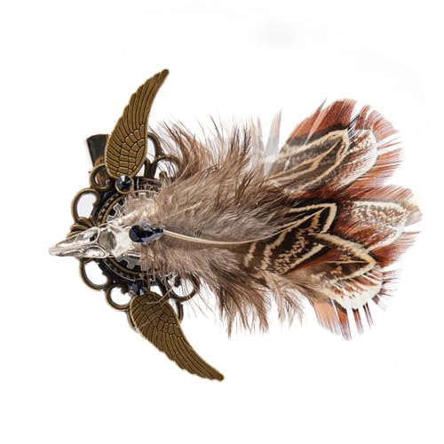 VictorianEra Brosche für Maskeraden Party Flügel Gear Brosche Pin Halloween Kostüm Schmuck Feder Revers Pin Haarspange Steampunk Brosche Pin für Damen Herren von Kaohxzklcn