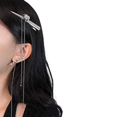 Y2K lange Kette Herz Ohrring Haarspange Mädchen Kopfbedeckung für Mädchen Foto rutschfeste Haarzubehör Broschen für Frauen Herz Brosche Pins für Frauen Mode für Hut Brosche Pins für Frauen von Kaohxzklcn