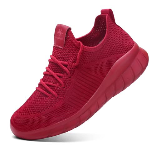 Kaopabolo Sneaker Damen Stoff Turnschuhe Atmungsaktiv Leicht Sportschuhe Mesh Laufchuhe Straßenlaufschuhe Rot 37 von Kaopabolo