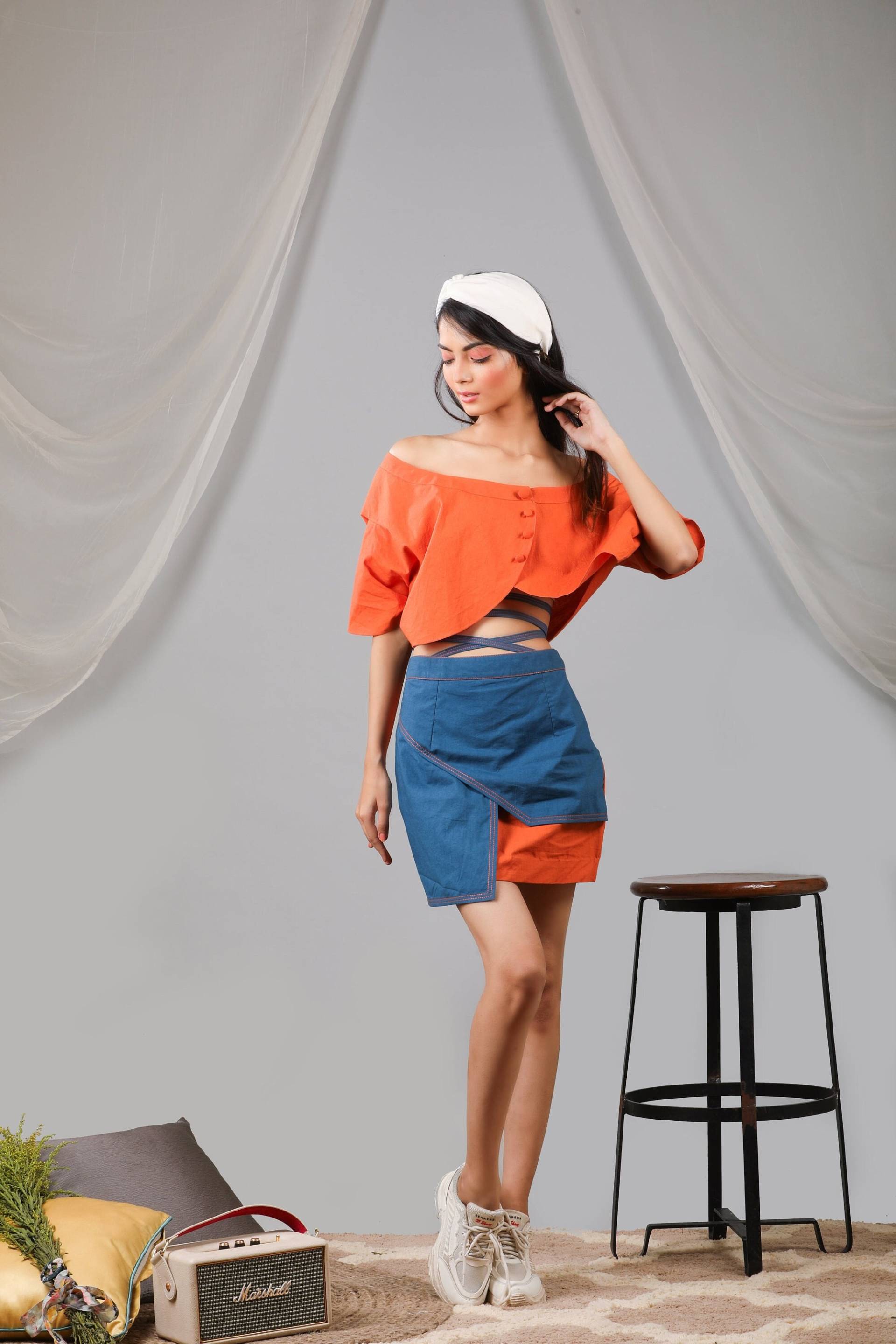 stilvolles Brunt Orange Shrug Set, Kurze Bluse Mit Kurzem Klappenrock, Sommerkleidung, Geburtstagsgeschenk, Partykleidungskleider, 2-Teilige stilvolles Brunt Orange Shrug Set, Kurze Bluse Mit Kurzem Klappenrock, Sommerkleidung, Geburtstagsgeschenk, Partykleidungskleider, 2-Teilige von KaoriByShreya