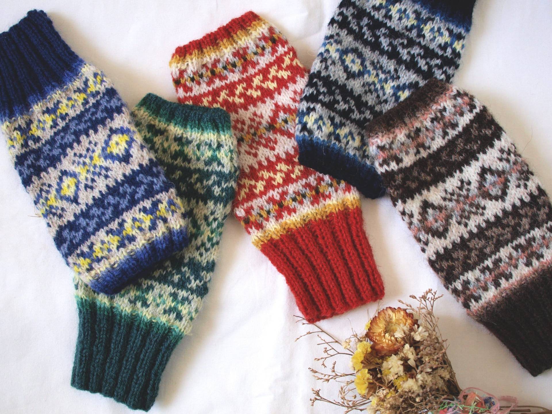 Fair Isle Design Fingerlose Handschuhe Fair Isle Design Fingerlose Handschuhe von KaoriKnitting