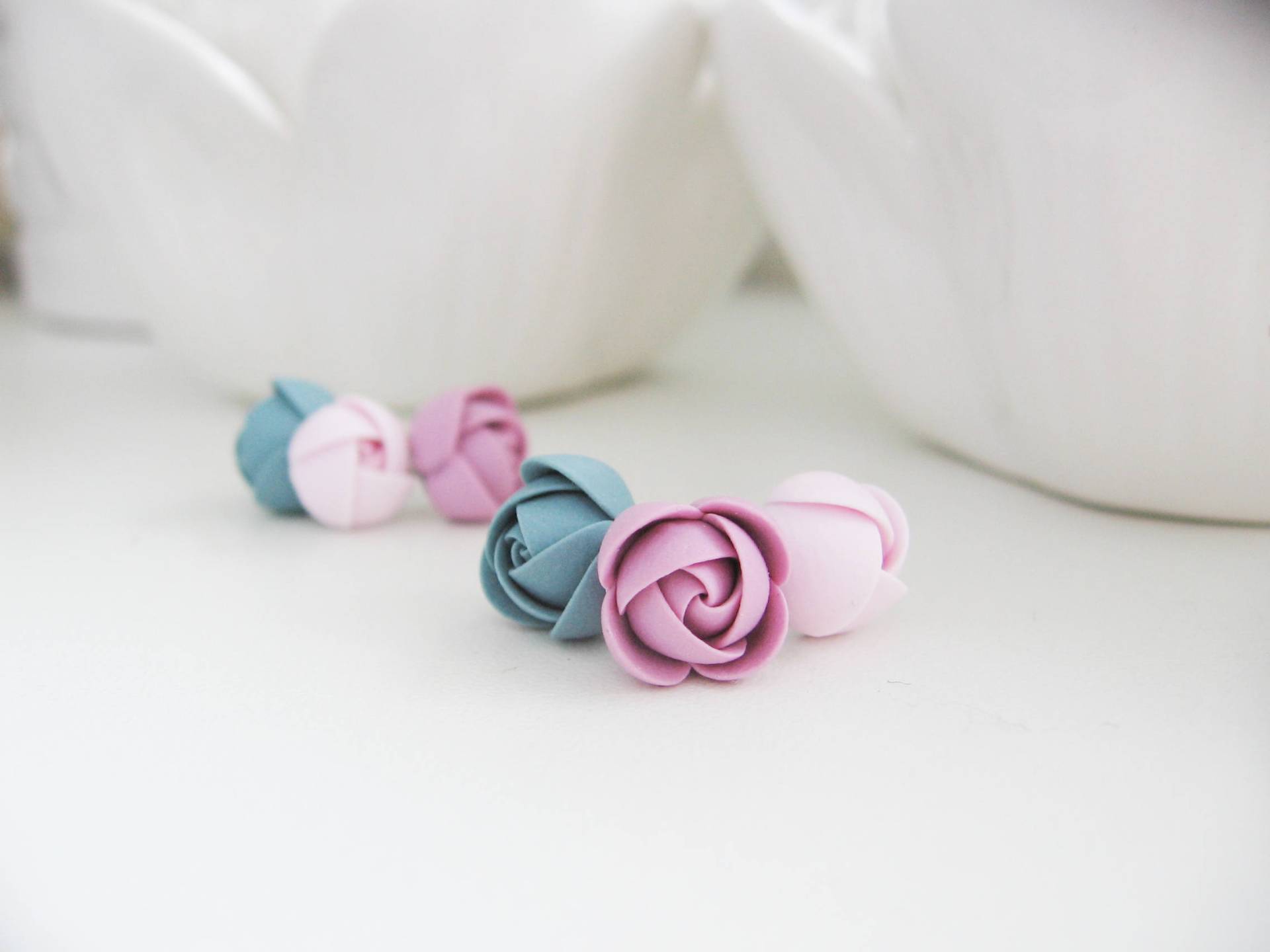 Fimo Ohrringe Set - Lila Petrol Light Rose Ohrstecker Aus Edelstahl Fimo Ohrringe Set - Lila Petrol Light Rose Ohrstecker Aus Edelstahl von KaoriPearlRose