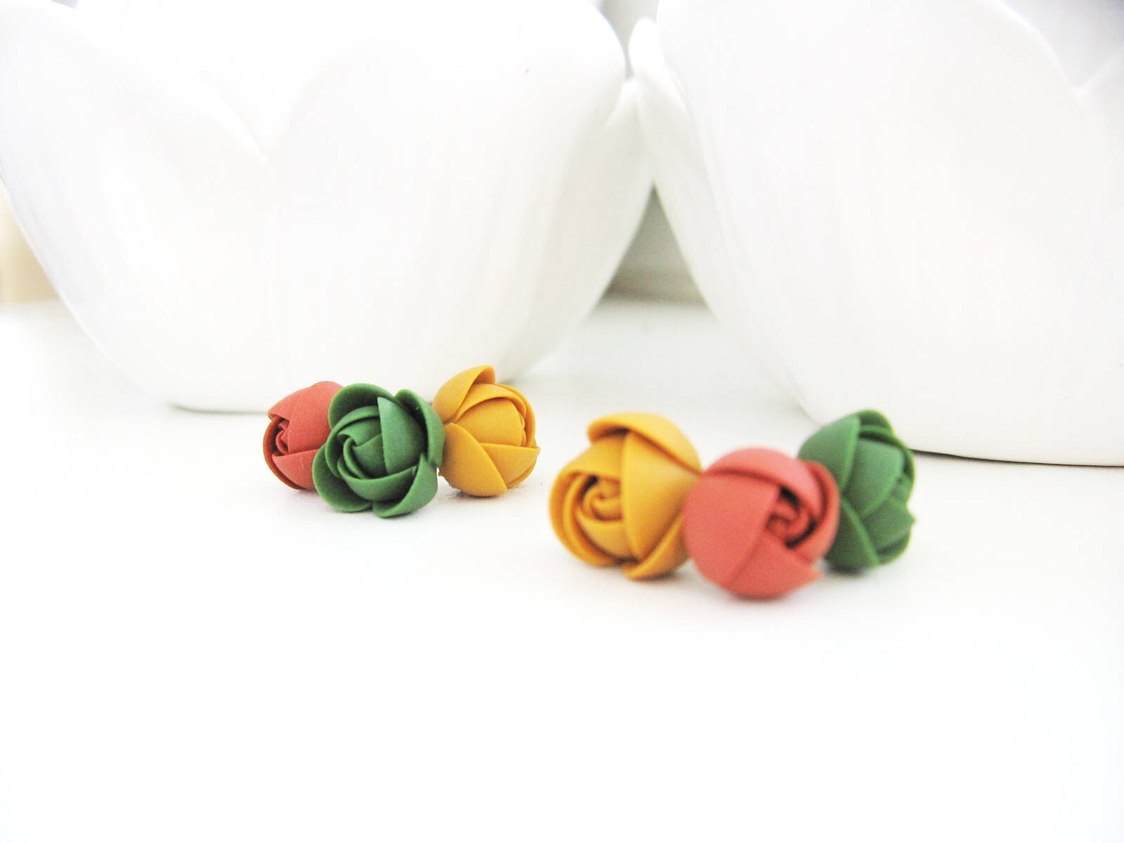 Fimo Ohrringe Set - Senf Gelb Grün Terrakotta Rose Blume Edelstahl Ohrstecker Brautjungfern Fimo Ohrringe Set - Senf Gelb Grün Terrakotta Rose Blume Edelstahl Ohrstecker Brautjungfern von KaoriPearlRose