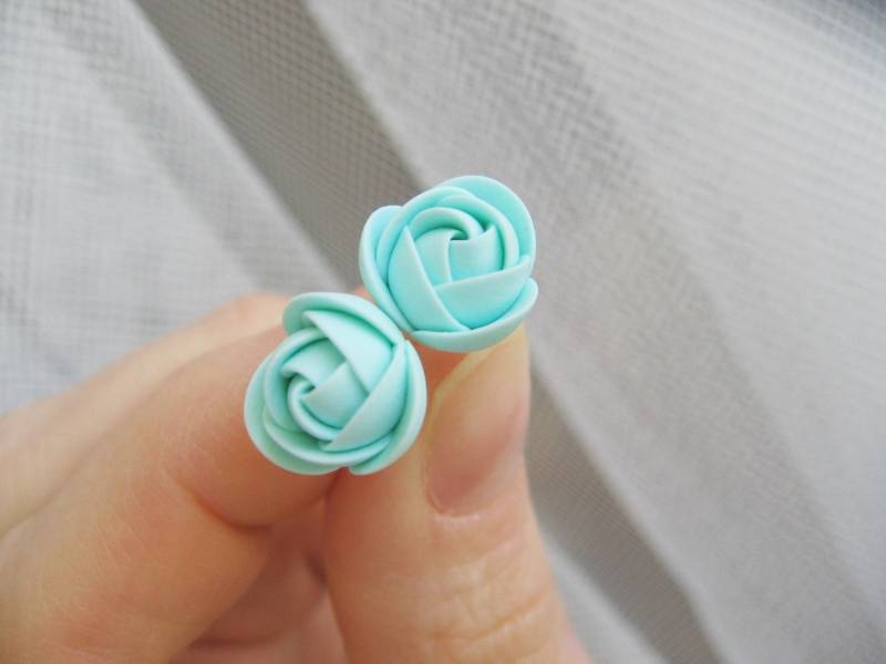 Ohrringe Aus Fimo - Mint Rose Blume Ohrstecker Ohrringe Aus Fimo - Mint Rose Blume Ohrstecker von KaoriPearlRose