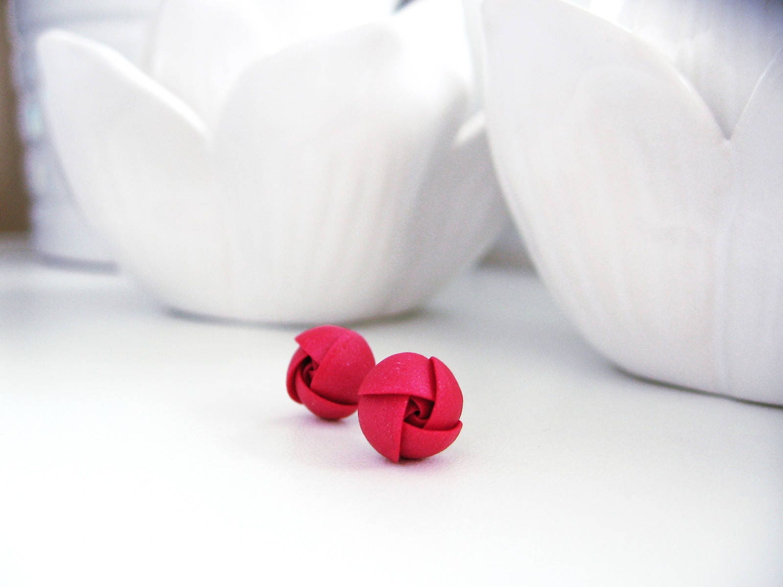 Rubin Rot Rosa Rose Blume Kleine Edelstahl Ohrstecker Ohrringe Aus Fimo Rubin Rot Rosa Rose Blume Kleine Edelstahl Ohrstecker Ohrringe Aus Fimo von KaoriPearlRose