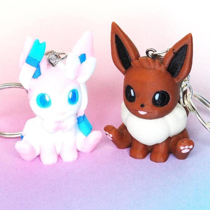 Evoli Feelinara, Handgefertigter 3D Druck Chibi Schlüsselanhänger, Retro-Geschenk Accessoire, Gamer Geschenk, Gaming Monster von KaosKimsThings
