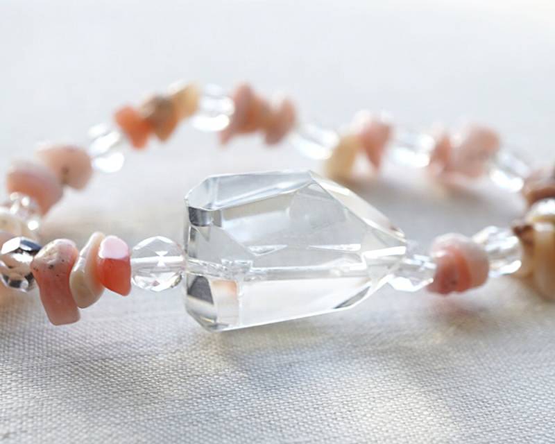 Im Urlaub Echter Rosa Opal Armband Kristall Edelstein Natürliche Rohstein Oktober Geburtsstein Kronen Chakra von KapKaDesign