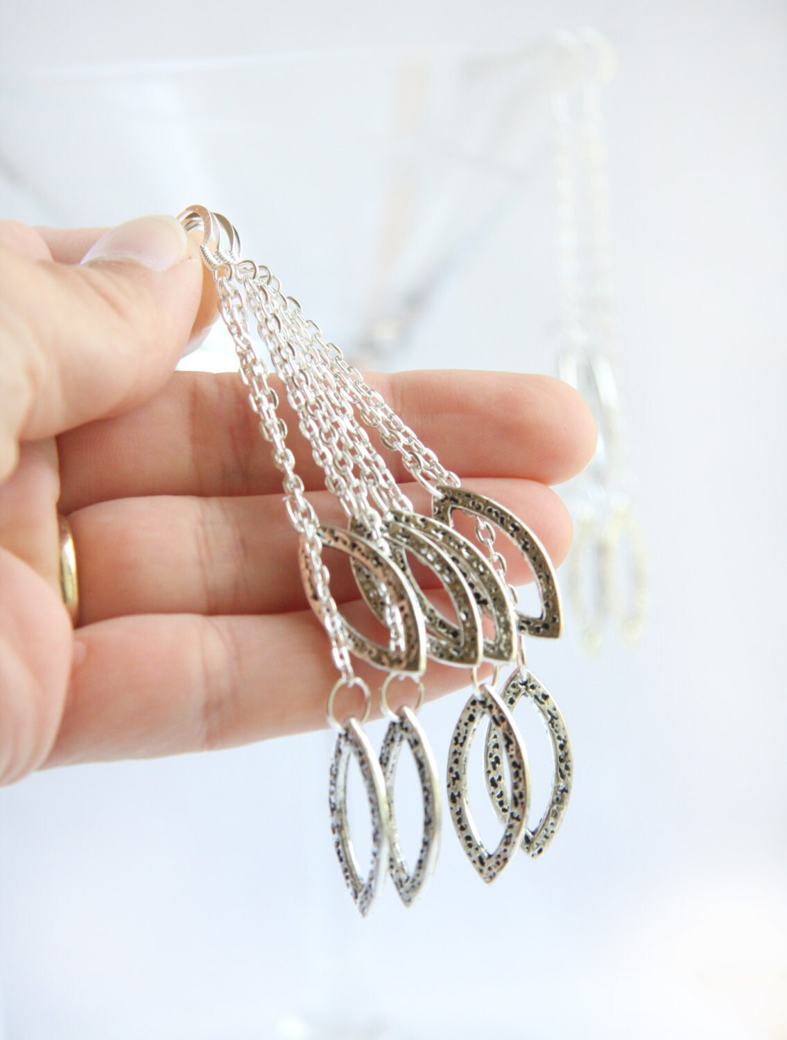 Auf Urlaub, Moderne Sterling Silber Ohrringe Multi Kette Cluster Mode Braut Baumeln Tropfen Für Sie Auf Urlaub, Moderne Sterling Silber Ohrringe Multi Kette Cluster Mode Braut Baumeln Tropfen Für Sie von KapKaDesign