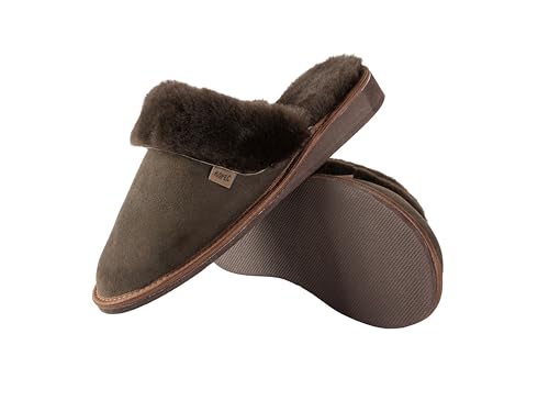 Antelope Bequeme Hausschuhe für Damen aus echtem Lammfell weiche kuschelige Lammfellschuhe mit weichem Fell warme Moderne Hausschuhe atmungsaktiv (Braun, 37) von Kapeć