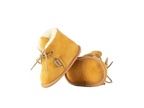 Kapeć Weiche Bequeme Schuhe aus Lammfell Modell Frank mit Klettverschluss (Honigfarbe, 18) von Kapeć