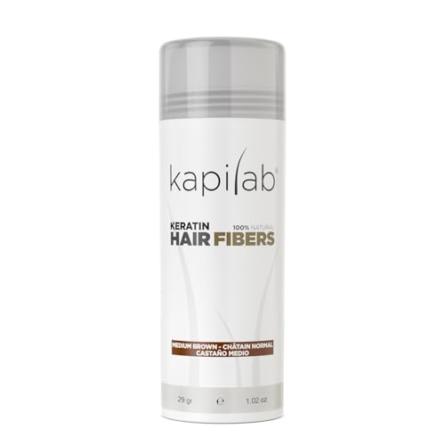 Kapilab Streuhaar Mittelbraun, Premium Haarpuder zur Haarverdichtung Haarfasern für Dünner Werdenes Haar Keratin Haarpulver Mehr Volumen Hair Fibers für Männer und Frauen - 25 gramm von Kapilab