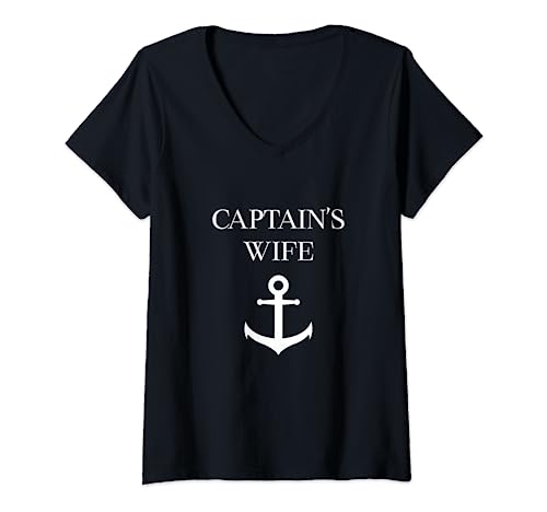 Damen Captain's Wife of Captain's | Segelyacht Geschenk T-Shirt mit V-Ausschnitt Damen Captain's Wife of Captain's | Segelyacht Geschenk T-Shirt mit V-Ausschnitt von Kapitän, Bootsführerschein & Co.