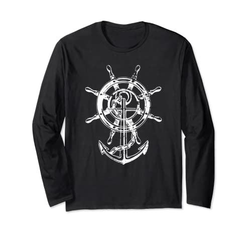 Anker & Ruder Cooles Mode Nautisch Damen Herren Seemann Langarmshirt von Kapitän des Schiffes & Seemann Geschenk Co.