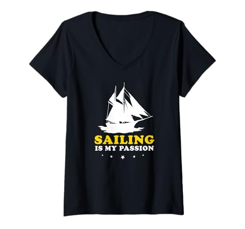 Damen Segeln ist Meine Leidenschaft Vintage Humor T-Shirt mit V-Ausschnitt Damen Segeln ist Meine Leidenschaft Vintage Humor T-Shirt mit V-Ausschnitt von Kapitän & Bootsreise Fans
