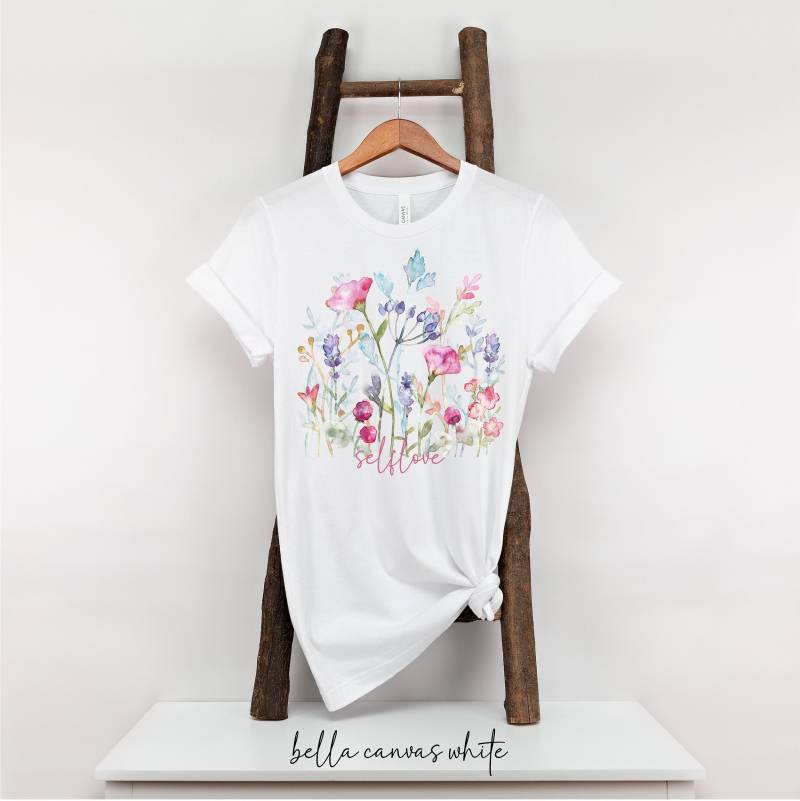 Valentinstag Self Love Shirt Flower Tshirt Valentines Day Women Tshirt Mental Health Valentine Gift For Her Bella Canvas White von KapitelNull