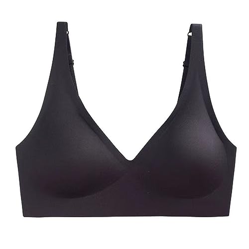 Budah BH, Flügelweich BH, Himmeltragen BH, Seamless Bra Wireless with Jelly Strip Support, Backless Wireless Comfort Bra with Deep V-Neck for Women, Removable Inserts (Schwarz, L) von Kapley