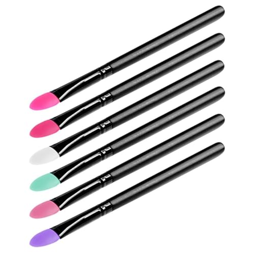 6 x weiche Silikon-Lidschatten-Pinsel, kurzer Augen-Make-up-Applikator von Kapmore