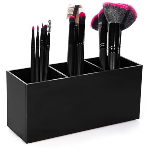 Acryl-Organizer für Kosmetik mit 3 Schlitzen – Kosmetikpinselhalter für den Schreibtisch – reisefreundlicher Make-up-Organizer für Damen von Kapmore