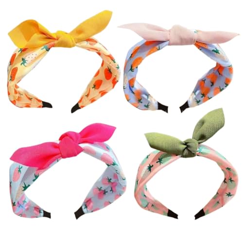 Breite Haarbänder für Mädchen: Niedliche 4 dekorative Haarbänder mit Schleife, Knoten oben von Kapmore