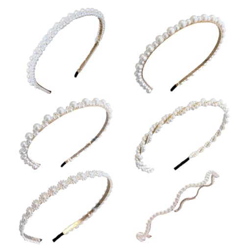 Elegante Kunstperlen Skinny Stirnband Set - Party Mode Haarschmuck 6er Pack von Kapmore