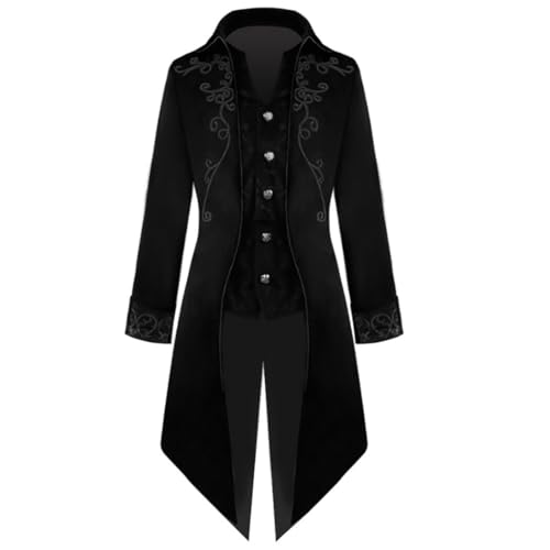 Gothic Steampunk Herren Frack Jacke Retro Atmungsaktiv Urlaub Mantel für Party Vintage Uniform Outfit Kleidung Gehrock Kostüm Ideal für Halloween, Large, Kordsamt von Kapmore