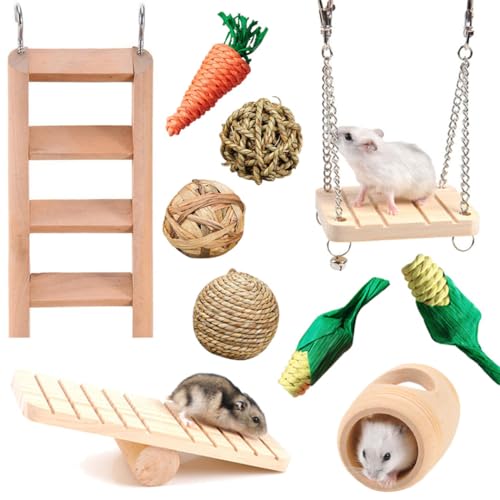 Grasspielzeug Klettern 10 Stück lustige Kleintiere Zahnreinigung Hamster Holz Spielspielzeug Rattan Spielzeug Kreativ von Kapmore