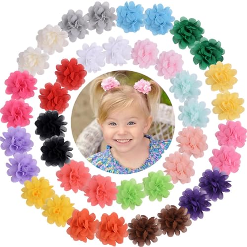 Kapmore Haarspangen mit Chiffon-Blume, 24 Stück, niedliche Haarspangen für Mädchen, Blumen-Haarspangen von Kapmore